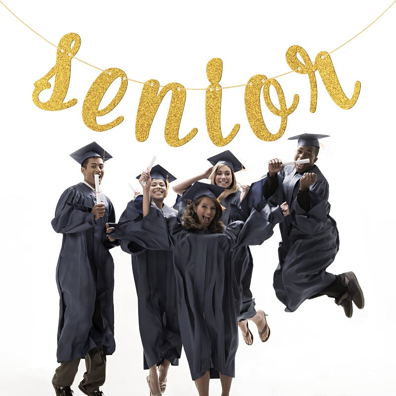 WeBenison Senior Banner Masters Smart Congratulations Banner Congrats Grad Party Bunting Decoration Supplies/Gold Glitter - Image 4